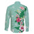 Hawaii Tropical Flowers Family Matching Long Sleeve Bodycon Dress and Hawaiian Shirt Polynesian Tattoo Mint Green