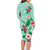 Hawaii Tropical Flowers Family Matching Long Sleeve Bodycon Dress and Hawaiian Shirt Polynesian Tattoo Mint Green