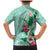 Hawaii Tropical Flowers Family Matching Mermaid Dress and Hawaiian Shirt Polynesian Tattoo Mint Green