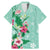 Hawaii Tropical Flowers Family Matching Mermaid Dress and Hawaiian Shirt Polynesian Tattoo Mint Green