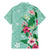 Hawaii Tropical Flowers Family Matching Mermaid Dress and Hawaiian Shirt Polynesian Tattoo Mint Green