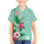 Hawaii Tropical Flowers Family Matching Off Shoulder Short Dress and Hawaiian Shirt Polynesian Tattoo Mint Green