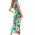 Hawaii Tropical Flowers Family Matching Short Sleeve Bodycon Dress and Hawaiian Shirt Polynesian Tattoo Mint Green