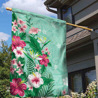 Hawaii Tropical Flowers Garden Flag Polynesian Tattoo Mint Green LT05 - Polynesian Pride