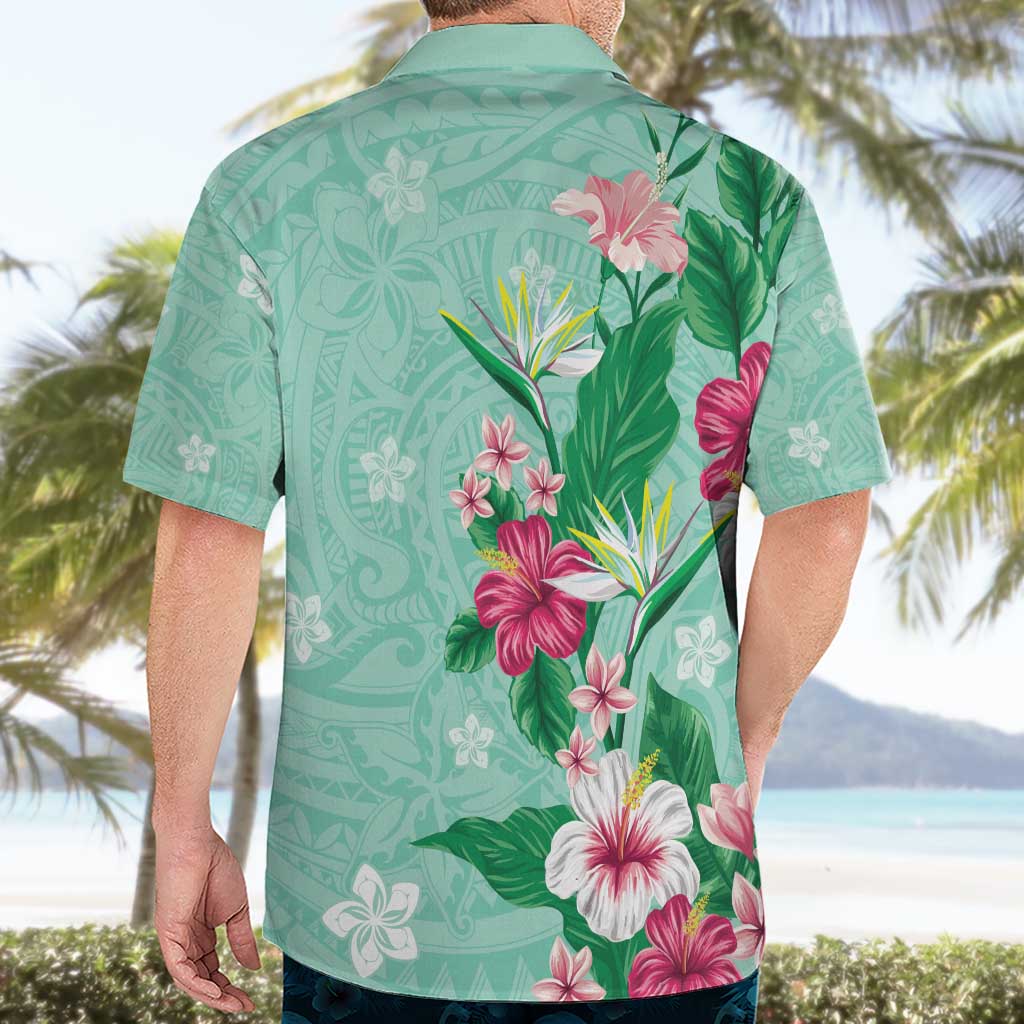 Hawaii Tropical Flowers Hawaiian Shirt Polynesian Tattoo Mint Green LT05 - Polynesian Pride