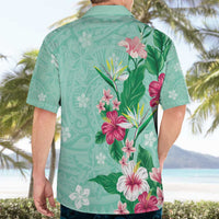 Hawaii Tropical Flowers Hawaiian Shirt Polynesian Tattoo Mint Green LT05 - Polynesian Pride