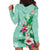 Hawaii Tropical Flowers Hoodie Dress Polynesian Tattoo Mint Green