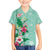 Hawaii Tropical Flowers Kid Hawaiian Shirt Polynesian Tattoo Mint Green