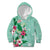 Hawaii Tropical Flowers Kid Hoodie Polynesian Tattoo Mint Green