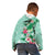 Hawaii Tropical Flowers Kid Hoodie Polynesian Tattoo Mint Green