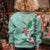 Hawaii Tropical Flowers Kid Ugly Christmas Sweater Polynesian Tattoo Mint Green