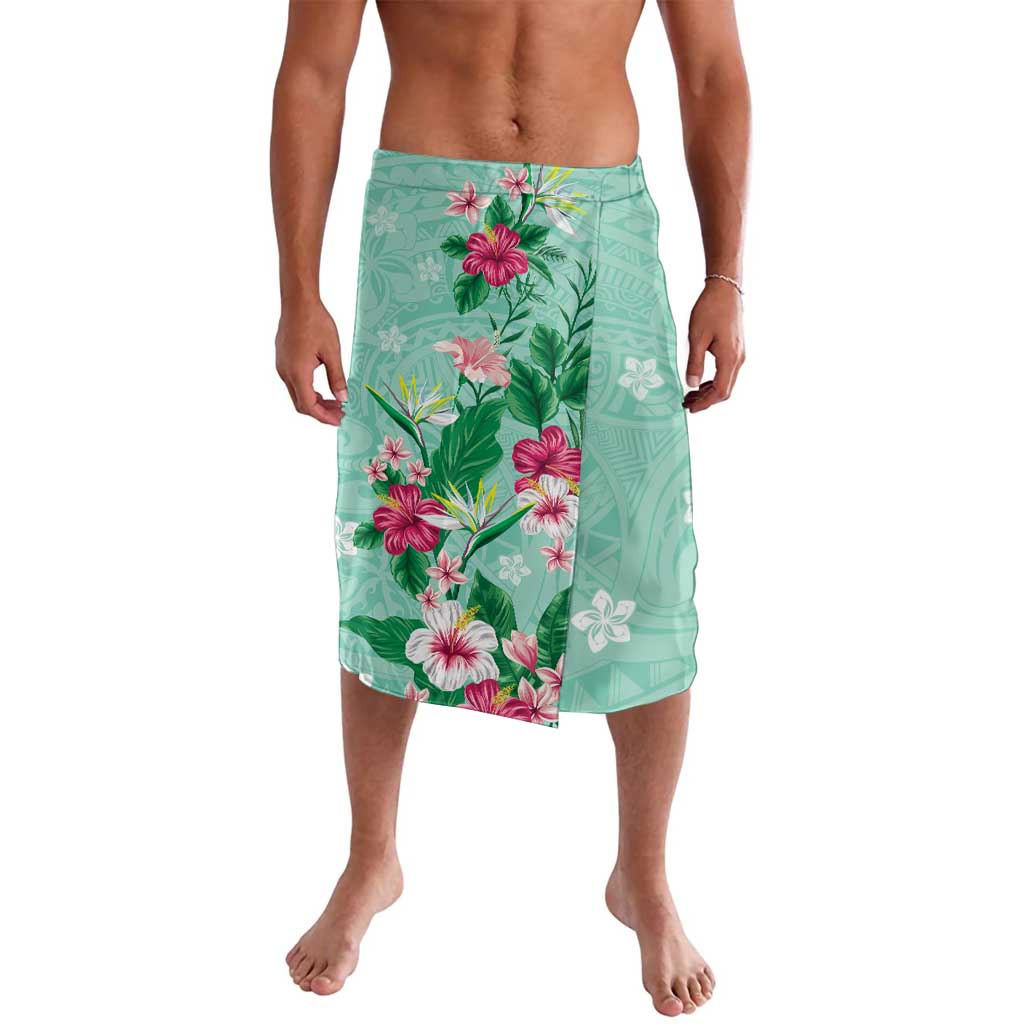 Hawaii Tropical Flowers Lavalava Polynesian Tattoo Mint Green LT05 Green - Polynesian Pride