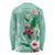 Hawaii Tropical Flowers Long Sleeve Shirt Polynesian Tattoo Mint Green