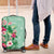 Hawaii Tropical Flowers Luggage Cover Polynesian Tattoo Mint Green