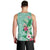 Hawaii Tropical Flowers Men Tank Top Polynesian Tattoo Mint Green