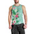 Hawaii Tropical Flowers Men Tank Top Polynesian Tattoo Mint Green