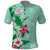 Hawaii Tropical Flowers Polo Shirt Polynesian Tattoo Mint Green