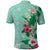 Hawaii Tropical Flowers Polo Shirt Polynesian Tattoo Mint Green