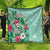 Hawaii Tropical Flowers Quilt Polynesian Tattoo Mint Green