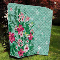 Hawaii Tropical Flowers Quilt Polynesian Tattoo Mint Green