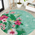 Hawaii Tropical Flowers Round Carpet Polynesian Tattoo Mint Green