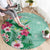 Hawaii Tropical Flowers Round Carpet Polynesian Tattoo Mint Green