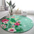 Hawaii Tropical Flowers Round Carpet Polynesian Tattoo Mint Green