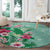 Hawaii Tropical Flowers Round Carpet Polynesian Tattoo Mint Green