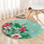 Hawaii Tropical Flowers Round Carpet Polynesian Tattoo Mint Green