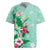 Hawaii Tropical Flowers Rugby Jersey Polynesian Tattoo Mint Green