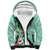 Hawaii Tropical Flowers Sherpa Hoodie Polynesian Tattoo Mint Green