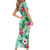 Hawaii Tropical Flowers Short Sleeve Bodycon Dress Polynesian Tattoo Mint Green