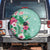 Hawaii Tropical Flowers Spare Tire Cover Polynesian Tattoo Mint Green