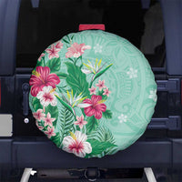 Hawaii Tropical Flowers Spare Tire Cover Polynesian Tattoo Mint Green LT05 - Polynesian Pride
