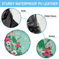 Hawaii Tropical Flowers Spare Tire Cover Polynesian Tattoo Mint Green LT05 - Polynesian Pride