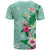 Hawaii Tropical Flowers T Shirt Polynesian Tattoo Mint Green