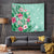 Hawaii Tropical Flowers Tapestry Polynesian Tattoo Mint Green