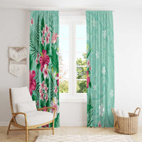 Hawaii Tropical Flowers Window Curtain Polynesian Tattoo Mint Green LT05 - Polynesian Pride