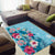 Hawaii Tropical Flowers Area Rug Polynesian Tattoo Sky Blue