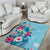 Hawaii Tropical Flowers Area Rug Polynesian Tattoo Sky Blue