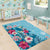 Hawaii Tropical Flowers Area Rug Polynesian Tattoo Sky Blue