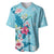 Hawaii Tropical Flowers Baseball Jersey Polynesian Tattoo Sky Blue