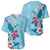 Hawaii Tropical Flowers Baseball Jersey Polynesian Tattoo Sky Blue