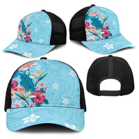 Hawaii Tropical Flowers Baseball Net Cap Polynesian Tattoo Sky Blue LT05 - Polynesian Pride