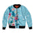 Hawaii Tropical Flowers Bomber Jacket Polynesian Tattoo Sky Blue