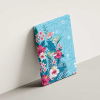 Hawaii Tropical Flowers Canvas Wall Art Polynesian Tattoo Sky Blue LT05 - Polynesian Pride