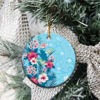 Hawaii Tropical Flowers Ceramic Ornament Polynesian Tattoo Sky Blue LT05 - Polynesian Pride