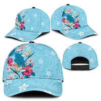 Hawaii Tropical Flowers Classic Cap Polynesian Tattoo Sky Blue