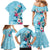 Hawaii Tropical Flowers Family Matching Mermaid Dress and Hawaiian Shirt Polynesian Tattoo Sky Blue