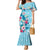 Hawaii Tropical Flowers Family Matching Mermaid Dress and Hawaiian Shirt Polynesian Tattoo Sky Blue